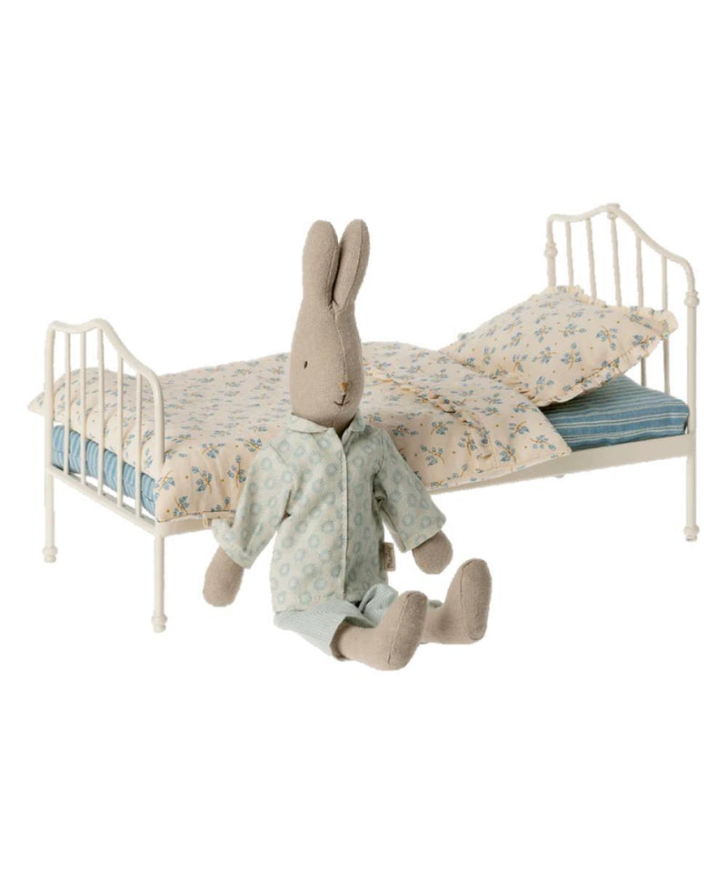 Maileg Vintage Bed Micro - Off White - Blue
