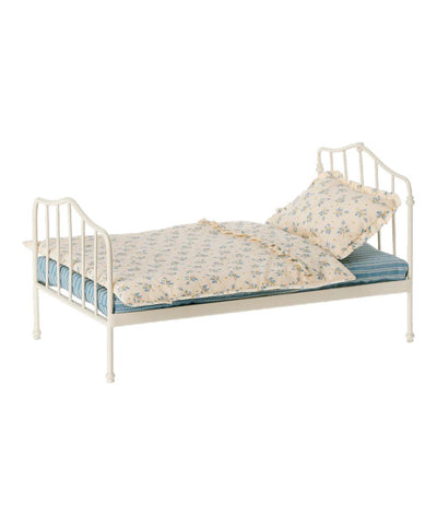Maileg Vintage Bed Micro - Off White - Blue