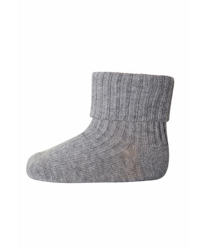 Mp Denmark Cotton Rib Baby Socks Grey Melange 491
