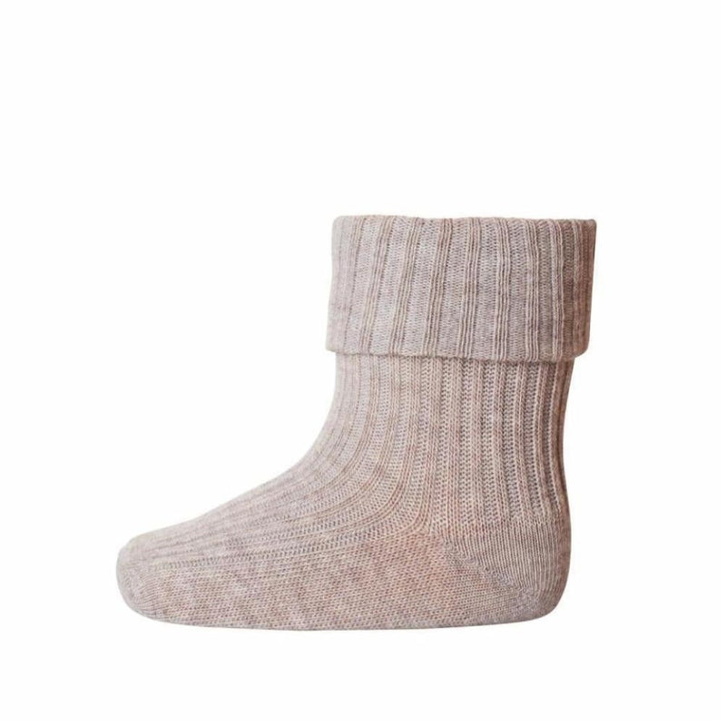 Mp Denmark Cotton Rib Baby/Kids Socks 489 Light Brown Melange - Studio Play
