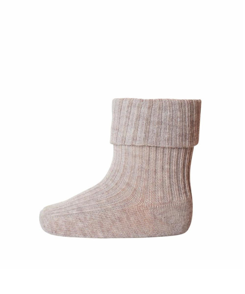 Mp Denmark Cotton Rib Baby/Kids Socks 489 Light Brown Melange
