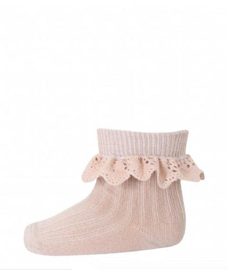 Mp Denmark Lisa Baby Socks With Lace Rose Dust 853