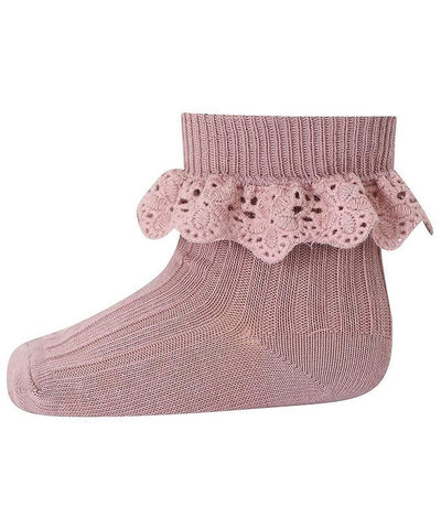 Mp Denmark Lisa Baby Socks With Lace Wood Rose 188