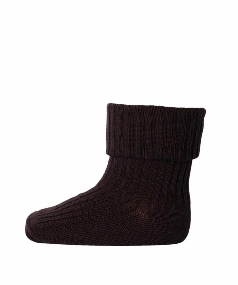 Mp Denmark Wool Rib Baby Socks Dark Brown
