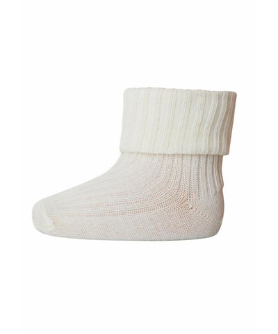 Mp Denmark Wool Rib Baby Socks Snow White 432