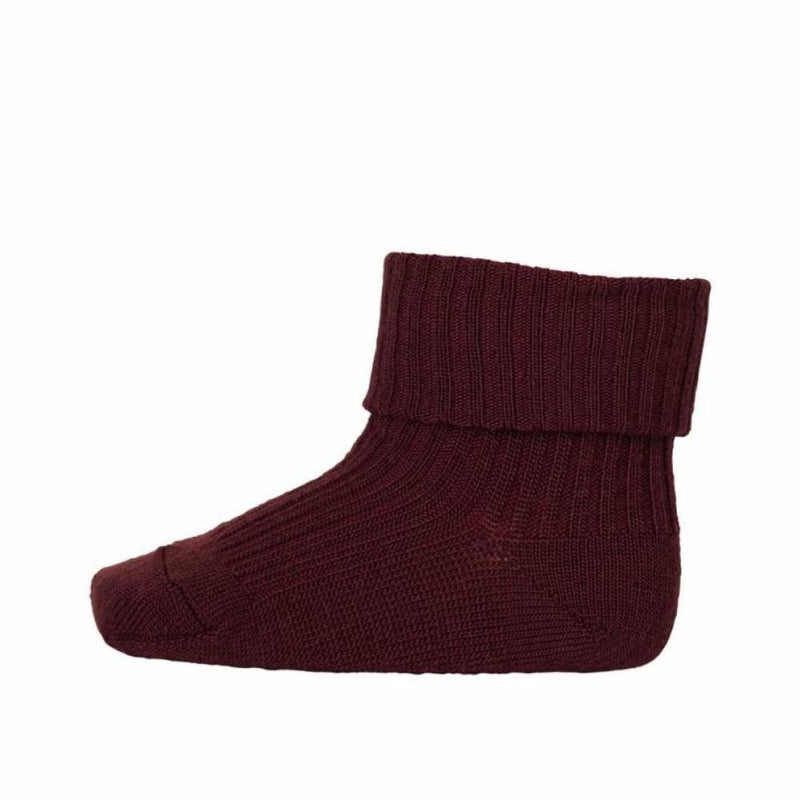 Mp Denmark Wool Rib Baby Socks Wine Red 1451 - Studio Play