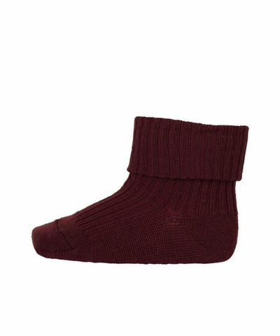 Mp Denmark Wool Rib Baby Socks Wine Red 1451