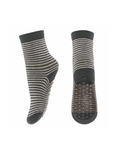 Mp Denmark Wool Socks Anti-Slip Stripe Dusty Ivy 27