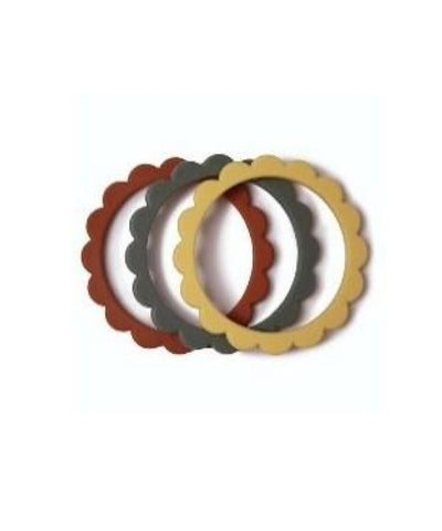 Mushie Teether Flower Bracelet 3-Pack Clay/Dried Thyme/Sunshine