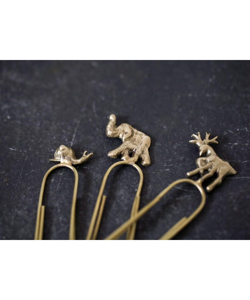 Nkuku Animal Paperclips Brass Set/3