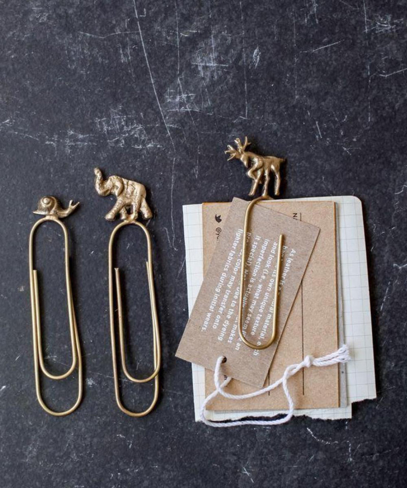 Nkuku Animal Paperclips Brass Set/3