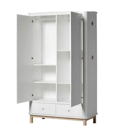 Oliver Furniture 2 Door Oak Wardrobe White/Oak 041351 - Studio Play