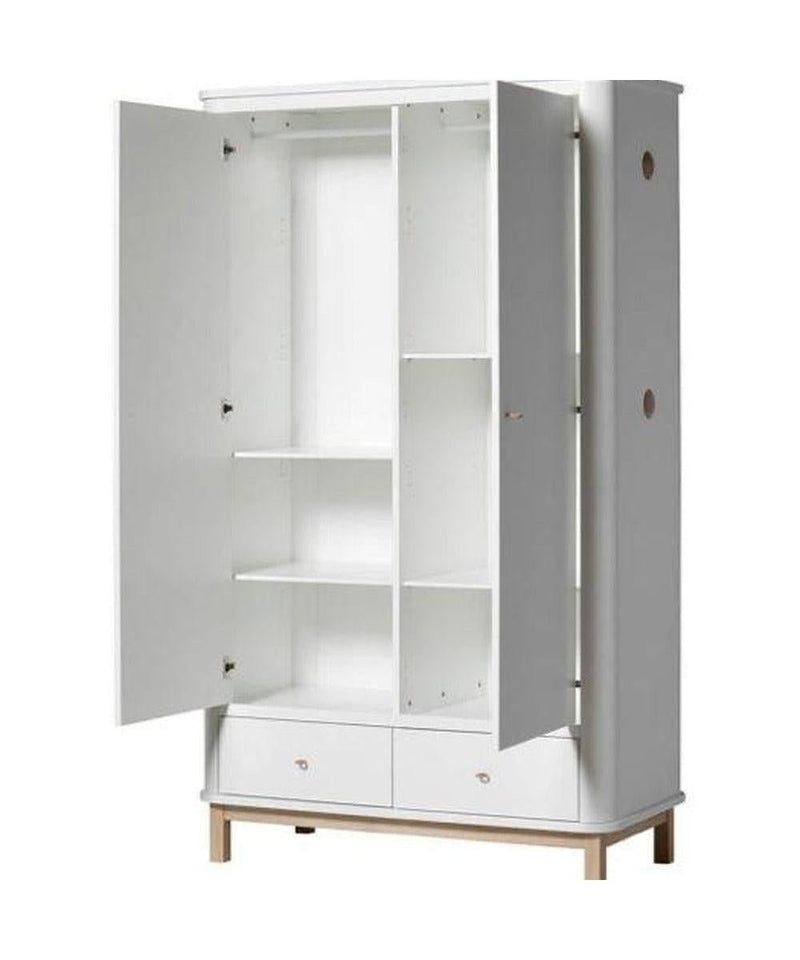Oliver Furniture 2 Door Oak Wardrobe White/Oak 041351 - Studio Play