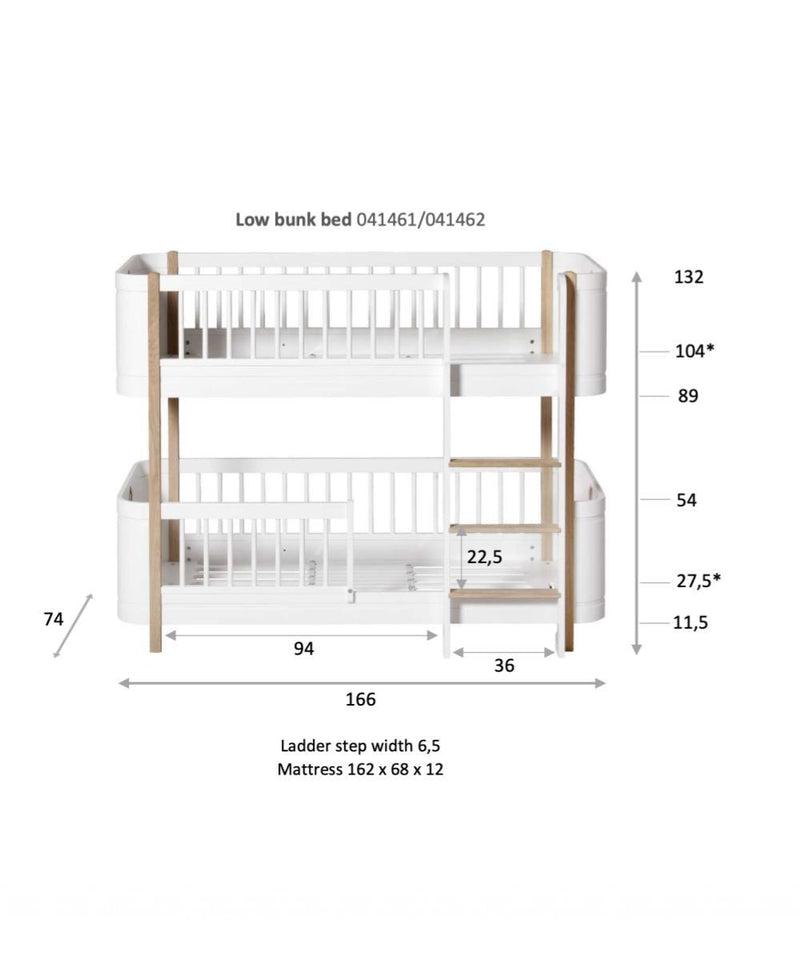 Oliver Furniture Mini+ Junior Halfhoog stapel bed White/Oak