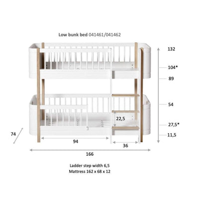 Oliver Furniture Mini+ low bunk bed 041461 White/Oak - Studio Play