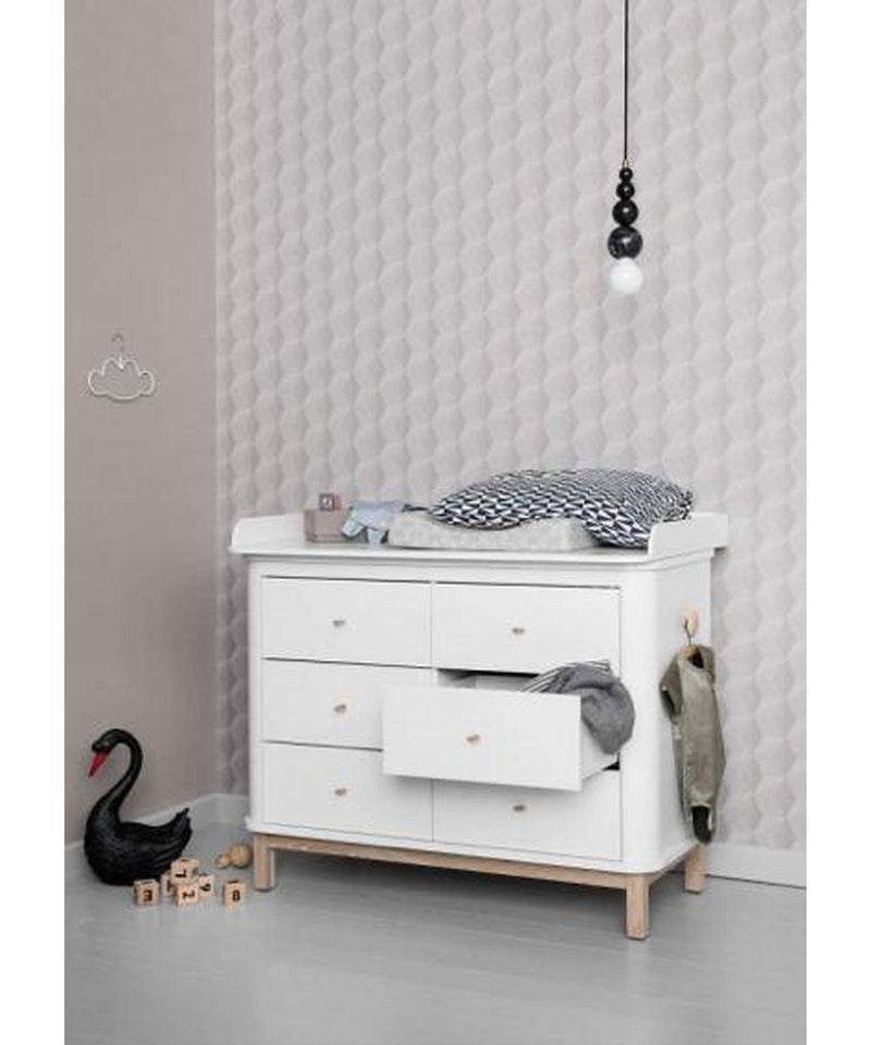 Oliver Furniture Wood Nursery Dresser 6 Drawers Large Top White/Oak