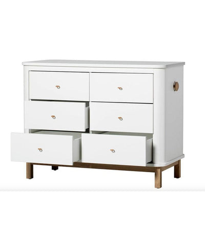 Oliver Furniture Wood Nursery Dresser 6 Drawers Large Top White/Oak