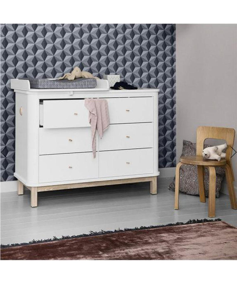 Oliver Furniture Wood Nursery Dresser 6 Drawers Small Top White/Oak