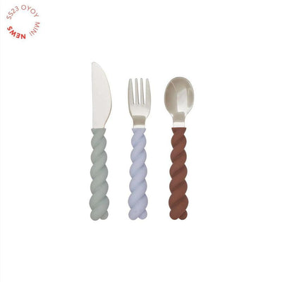 Oyoy Mellow Cutlery 3 - Pack Pale Mint / Choko / Ice Blue - Studio Play