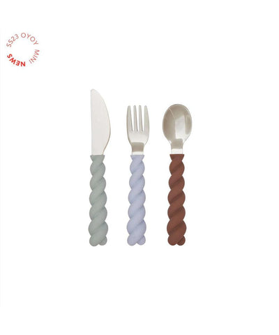 Oyoy Mellow Cutlery 3-Pack Pale Mint / Choko / Ice Blue