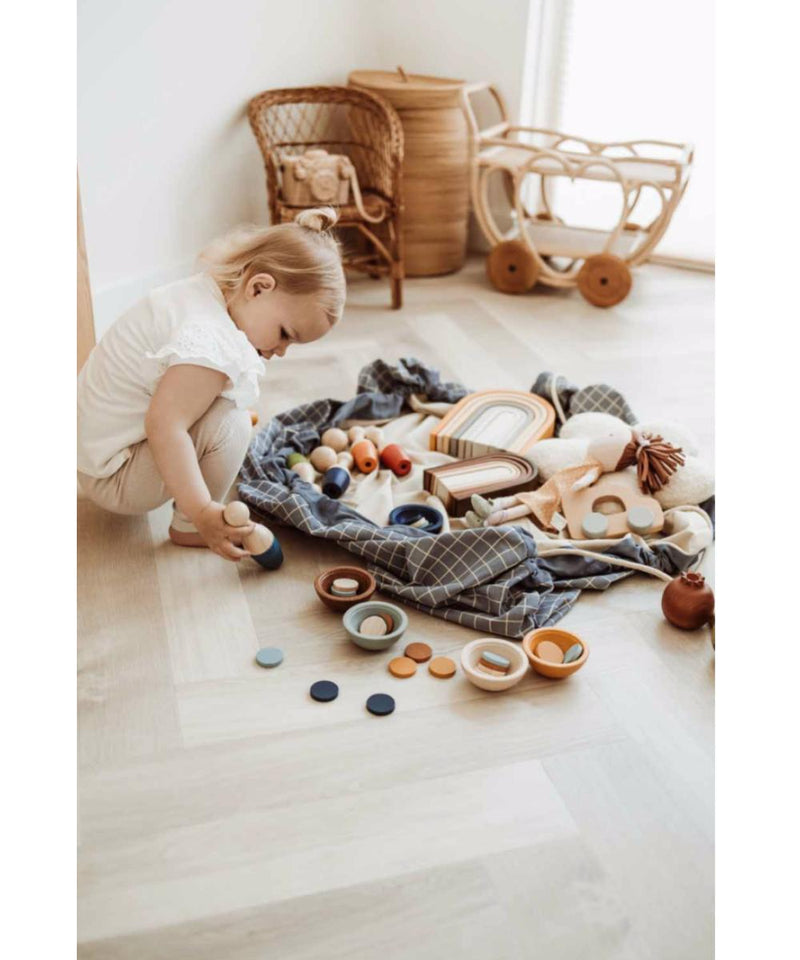 Playandgo Organic Opbergzak / Speelmat Grid Blue