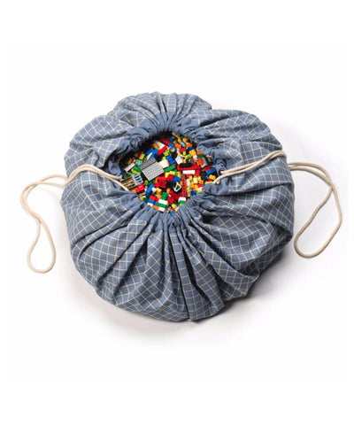 Playandgo Organic Opbergzak / Speelmat Grid Blue