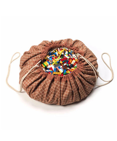 Playandgo Organic Opbergzak / Speelmat Grid Brown
