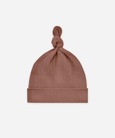 Quincy Mae Baby Ribbed Knotted Baby Hat Pecan