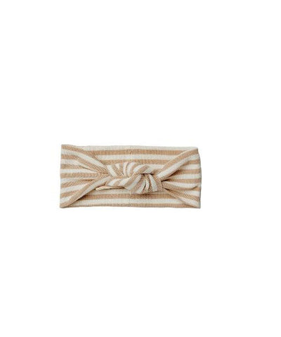 Quincy Mae Ribbed Knotted Headband Latte Stripe