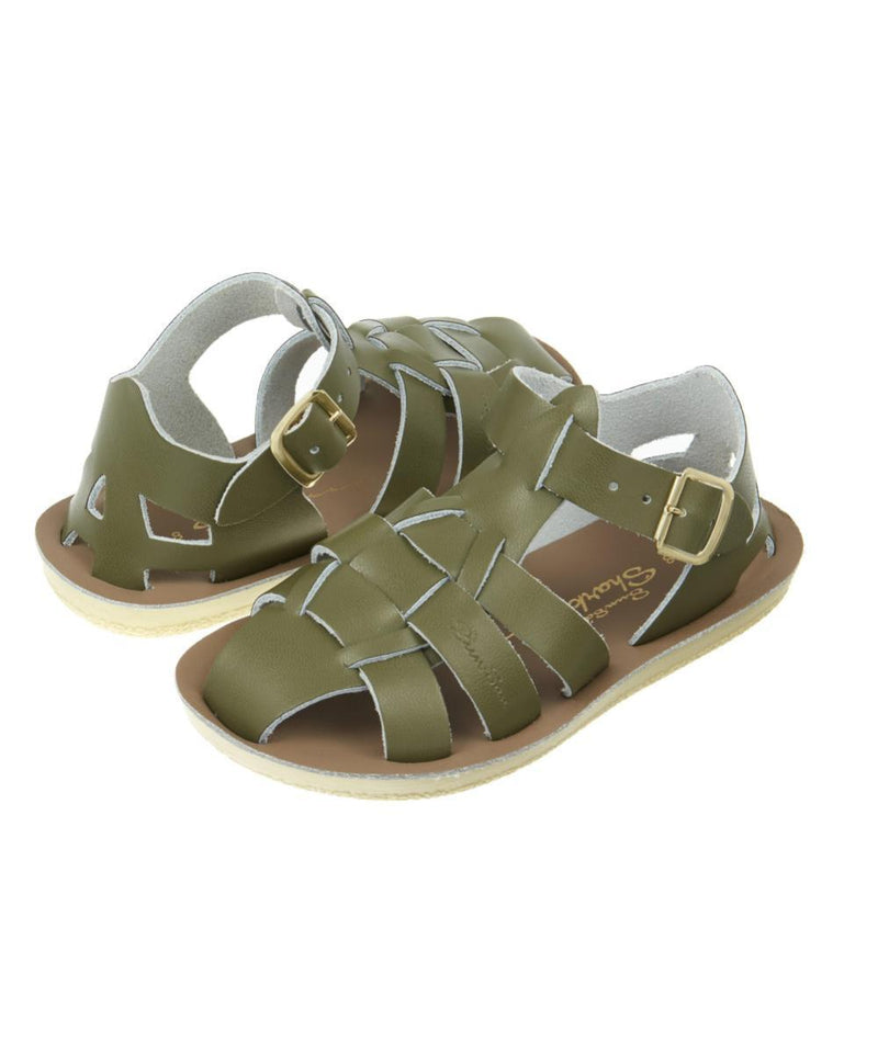 Salt-Water Sandals Kids Shark Olive