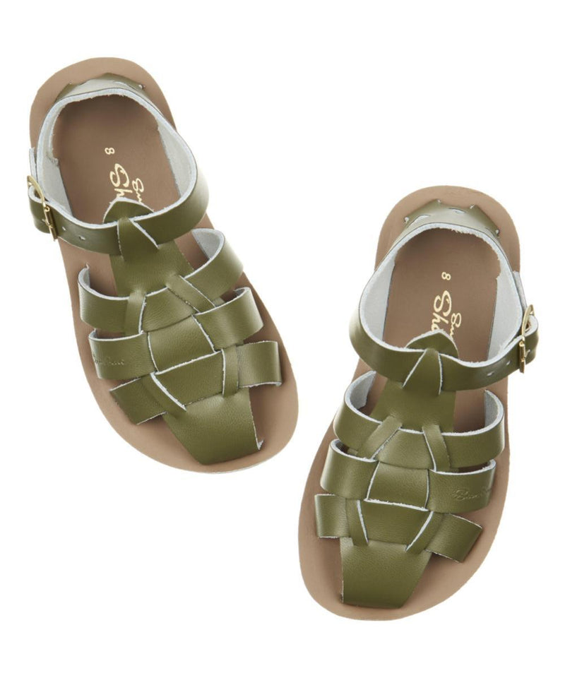Salt-Water Sandals Kids Shark Olive