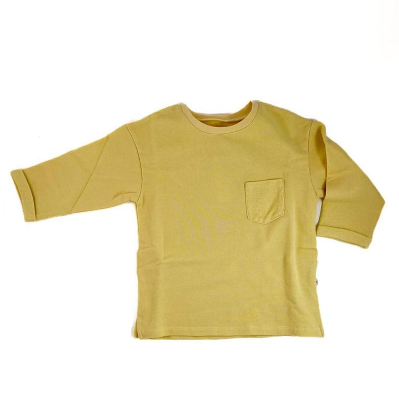 Selva Sauvage Bahia Sweater with front pocket, 3/4 sleeves, soft yellow - Studio Play