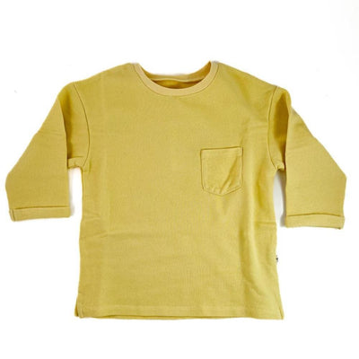 Selva Sauvage Bahia Sweater with front pocket, 3/4 sleeves, soft yellow - Studio Play
