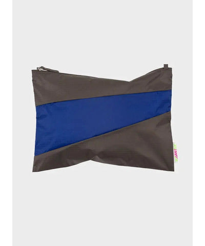 Susan Bijl The New Pouch Warm Grey & Electric Blue Large