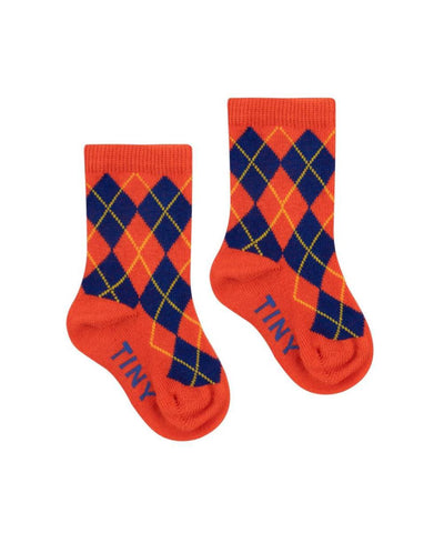 Tiny Cottons Baby Diamond High Socks Summer Red/Indigo