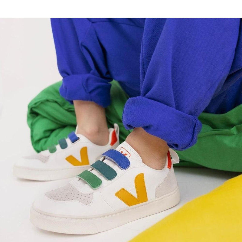 Veja BABY Small V - 10 Velcro Chromefree Multico White Ouro - Studio Play