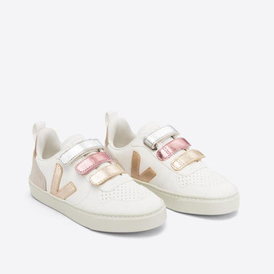 Veja BABY Small V - 10 Velcro Chromefree Multico White Shiny - Studio Play