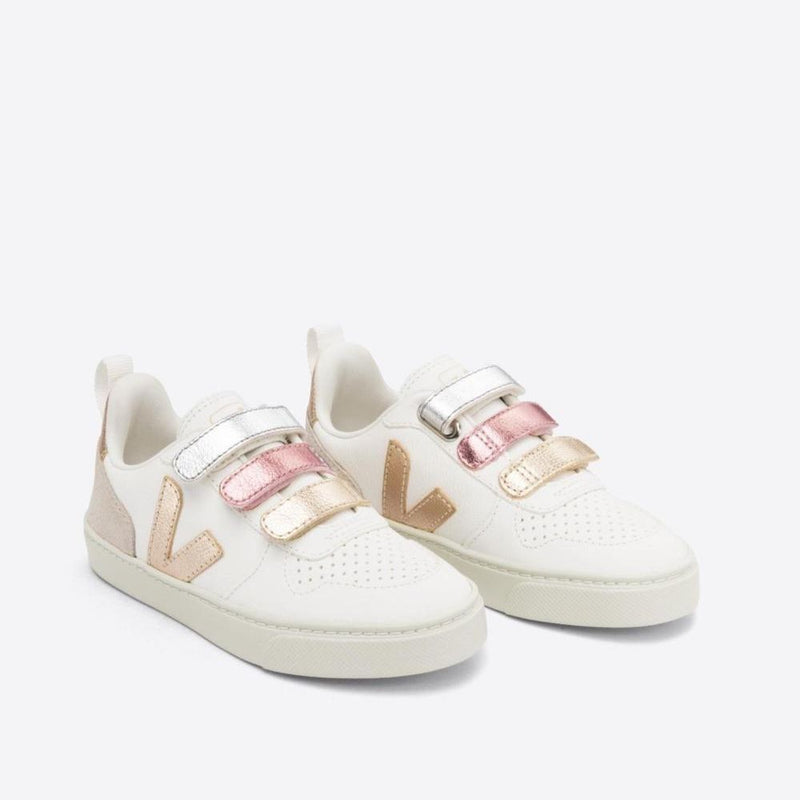 Veja BABY Small V - 10 Velcro Chromefree Multico White Shiny - Studio Play