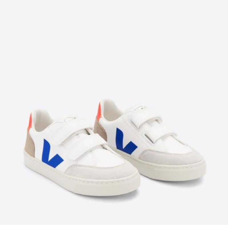Veja KIDS Small V - 12 Velcro Leather White Multico Miel - Studio Play