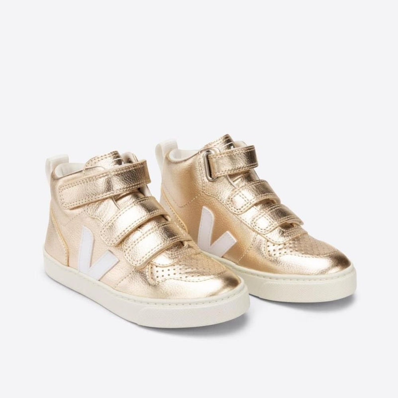 Veja BABY V - 10 Mid Velcro Chromefree Platine White - Studio Play