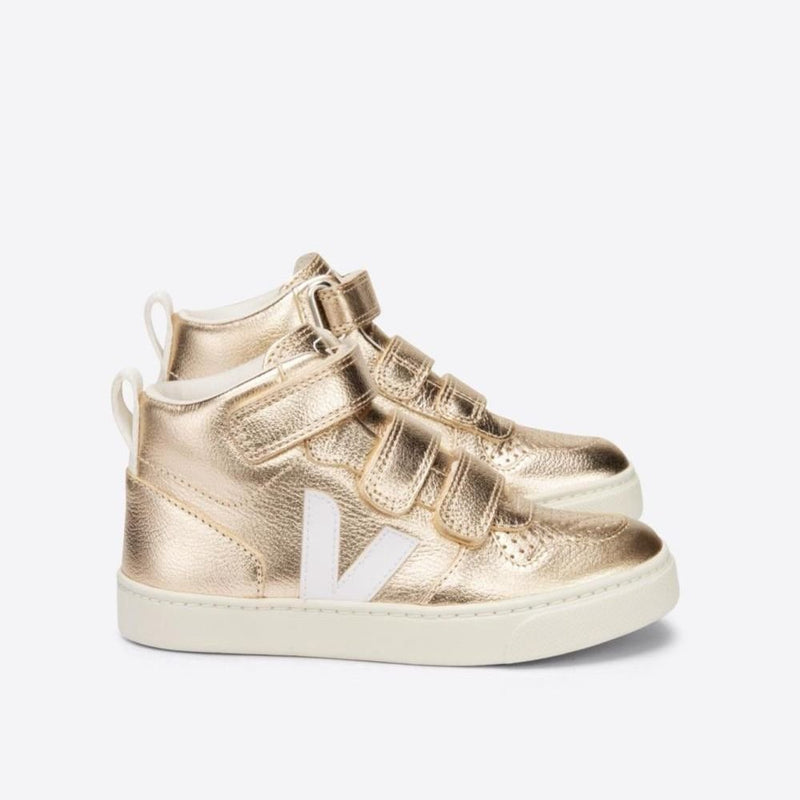 Veja BABY V - 10 Mid Velcro Chromefree Platine White - Studio Play