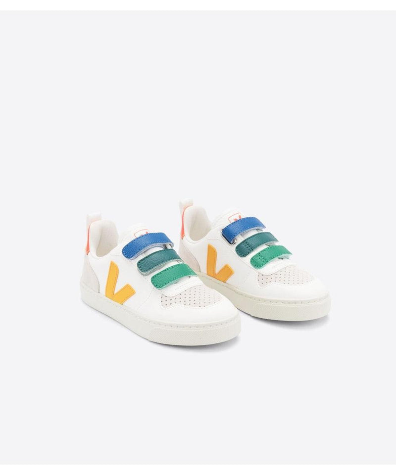 Veja Small V-10 Velcro Chromefree Multico White Ouro