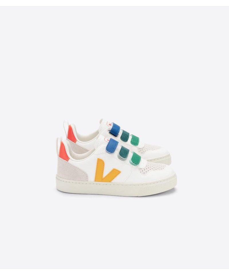 Veja Small V-10 Velcro Chromefree Multico White Ouro