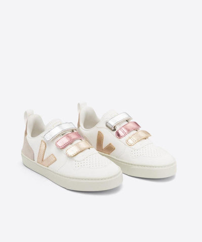 Veja Small V-10 Velcro Chromefree Multico White Shiny