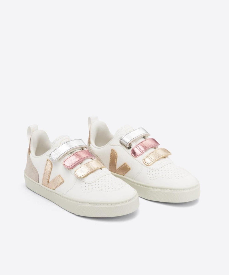 Veja Small V-10 Velcro Chromefree Multico White Shiny