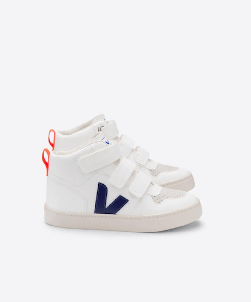 Veja V-10 Mid Velcro White Cobalt Orange